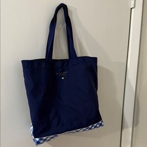 Bath & Body Works Dark Blue Tote with Checkered Trim